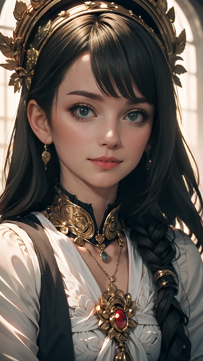 (highest quality, 8k, masterpiece: 1.3)), (1 person: 1.4), 1 personの女の子, White woman, goddess, , Portrait Photography, High Contrast, God's Perspective, Aperture F1.2, Focal length 24mm, (whole body: 1.2), smile, Photo pose, Quality lace, Slip dress, Simple Cut dress, Branded Dresses, Simple Cut, Long black hair, Tying up hair, Highly detailed skin details, Detailed fabric texture