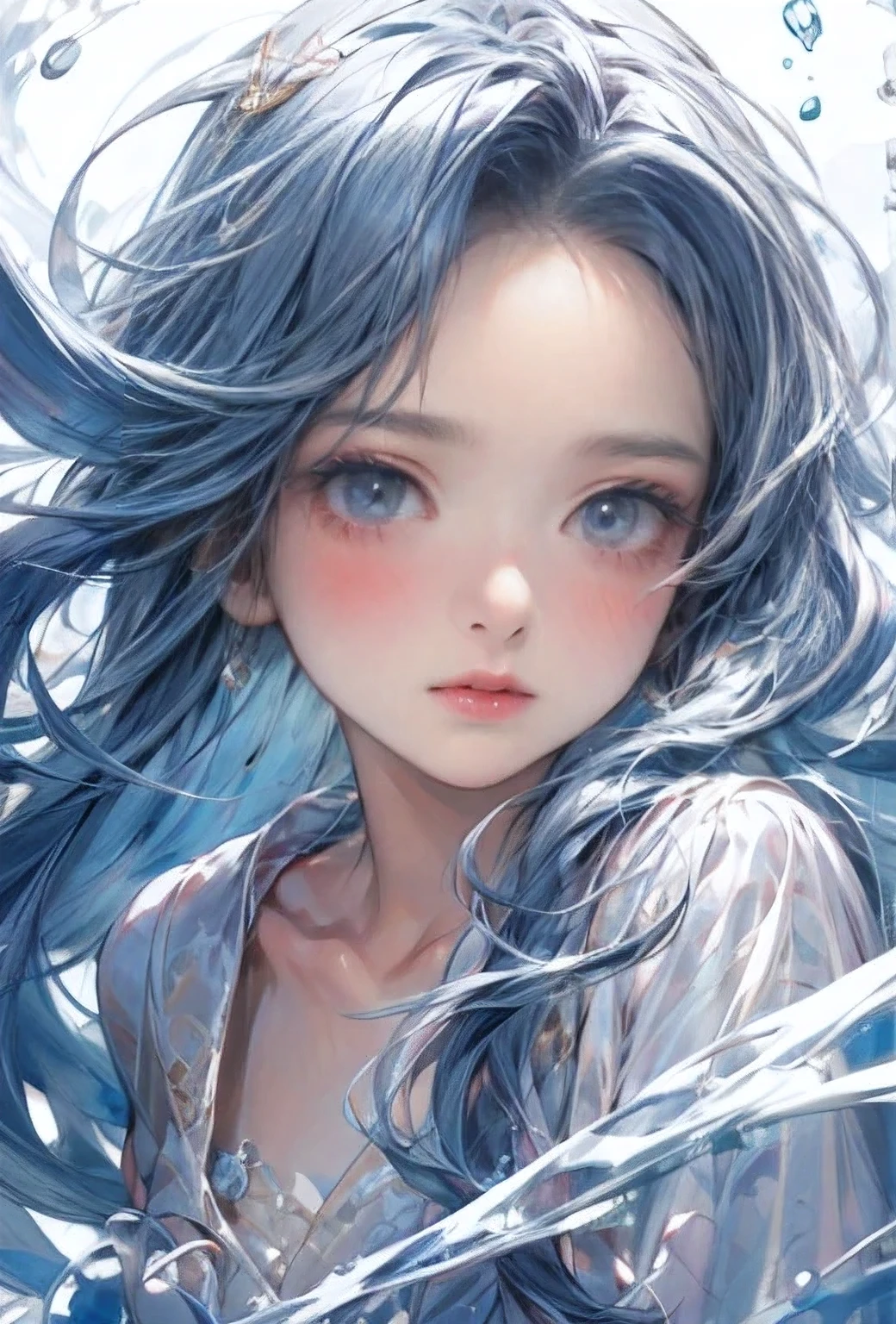 highest quality, Super quality, 16k, Incredibly absurd, Very detailed, Portraiture, Perfect beauty, cute girl, in a beautiful posing, flowing hair, transparent bowl gown dress, hair ornament, beautiful delicate(hair, face, eyes, pupils, lips), shining (eyes, rosy lips)