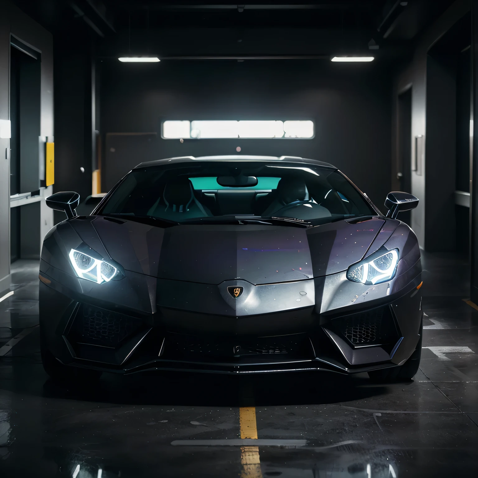 (luxurious lamborghini aventador,sports body kit,black,forged wheels,cyberpunk style,twilight,4K,realistic),(high-end materials,ultra-fine painting,professional,sharp focus,highres),(neon lights,cityscape,nighttime,futuristic,glowing),(sleek design,aggressive look,aerodynamic,chrome details),(detailed interior,leather seats,high-tech dashboard,carbon fiber accents),(powerful engine,vibrant revving sound,high-performance),(headlights,taillights illuminate the surroundings,long exposure effect),(streamlined curves,speed lines,reflections on the body),(deep black paint,high gloss finish),(mysterious atmosphere,dusk,set in the near future),(meticulously crafted details,meticulously crafted details),(dynamic angles,creative composition),(hidden logo revealed by a beam of light),(strong contrast between light and dark),(tinted windows,reflecting the skyline),(captivating presence,turning heads),(highly detailed shadow and highlight),(impressive cyberpunk-inspired elements),(twilight hues,shades of purple,blue,green),(vibrant and saturated colors,pop art style),(dynamic and vibrant artwork,striking and bold),(3D rendering,digital creation),(masterpiece:1.2,photorealistic,UHD)