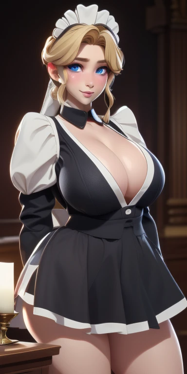 (masterpiece), best quality, Ultra Detailed, Perfect hands, Perfect legs, Delicate eye expression, 1 girl alone,, whole body,maid(Black, mini skirt),maid headdress, skirt lift,  at midnight, 客厅Walk廊(hidden, Only candles are glowing), Walk,,Squint your eyes, Smile, （Huge Breasts）. ((((Cleavage)))))8k, Ultra Detailed, Fair and aesthetic, high quality, Fair, masterpiece, best quality, Everlasting, Lean over, glowing skin, Sticking out tongue of mouth, blush, Sexy body, definition, Perfect eyes, Sticking out tongue, blush, Strabismus,（eyes filled with tears, Saliva residue）, The hem of the skirt is wet, Brushed, photography, 8k, HDR, high resolution, absurd:1.2, Kodak Portrait 400, Film Grain, Blurred background, Bokeh:1.2, lens flare, (Full of energy_color:1.2),专业photography师