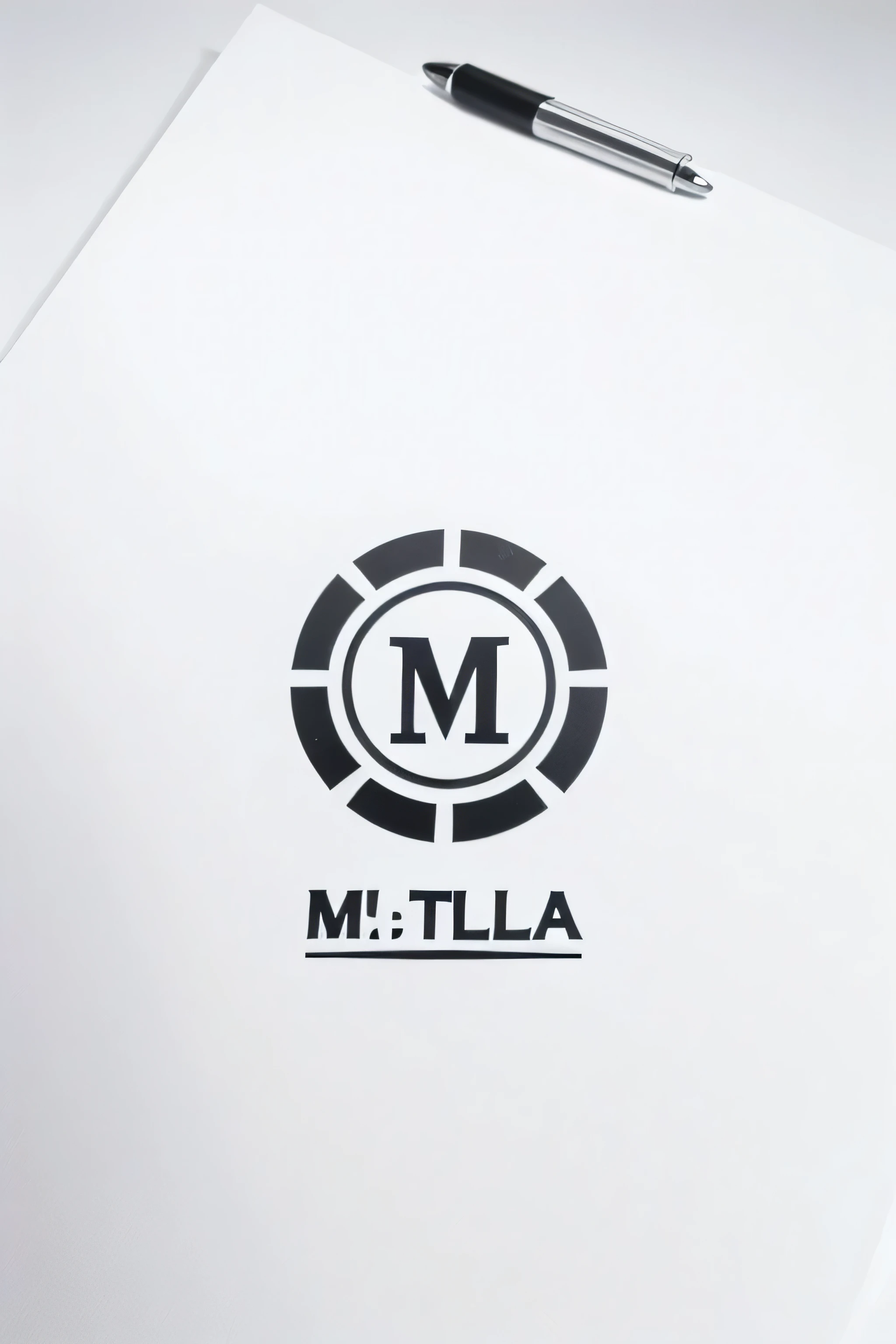 logo minimalista com a letra M e centralizada na tela