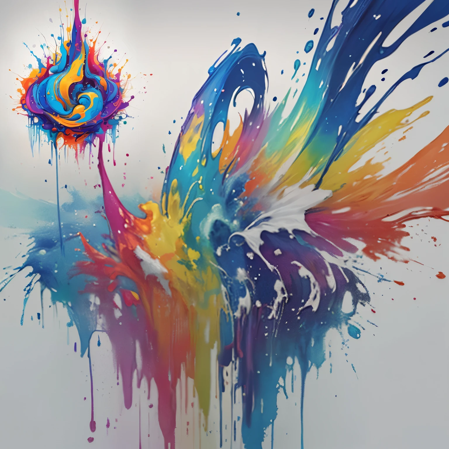 brightly colored paint splattered on a white background with a swirl, color ink explosion, colourful explosion, colorfull painting, colorful explosion, rainbow splash of ink, color explosion, colourful artwork, splashes of colors, paint pour, explosion of colors, intricate flowing paint, paint swirls, colorful swirls of paint, colorful ink, colourful slime