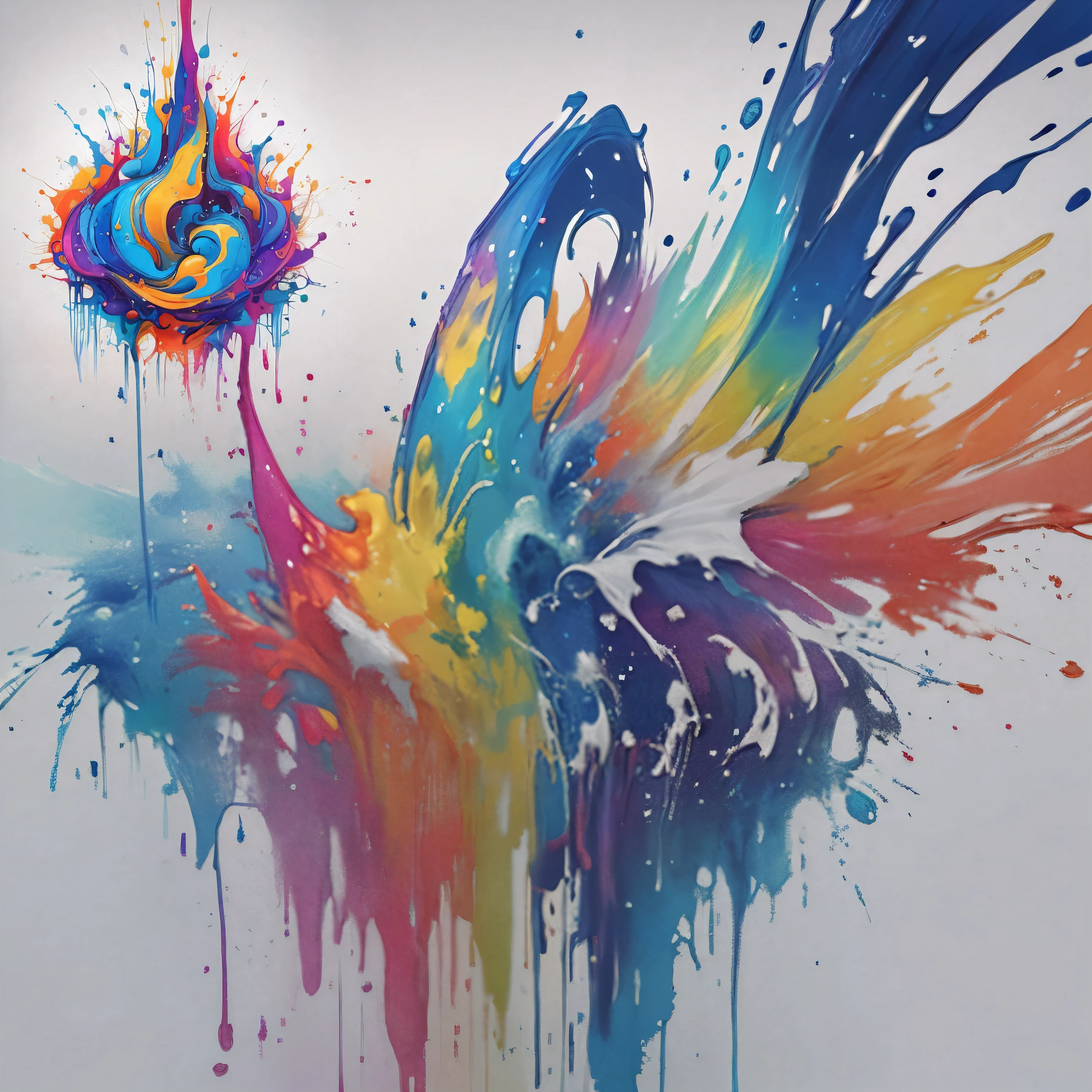 brightly colored paint splattered on a white background with a swirl, color ink explosion, colourful explosion, colorfull painting, colorful explosion, rainbow splash of ink, color explosion, colourful artwork, splashes of colors, paint pour, explosion of colors, intricate flowing paint, paint swirls, colorful swirls of paint, colorful ink, colourful slime