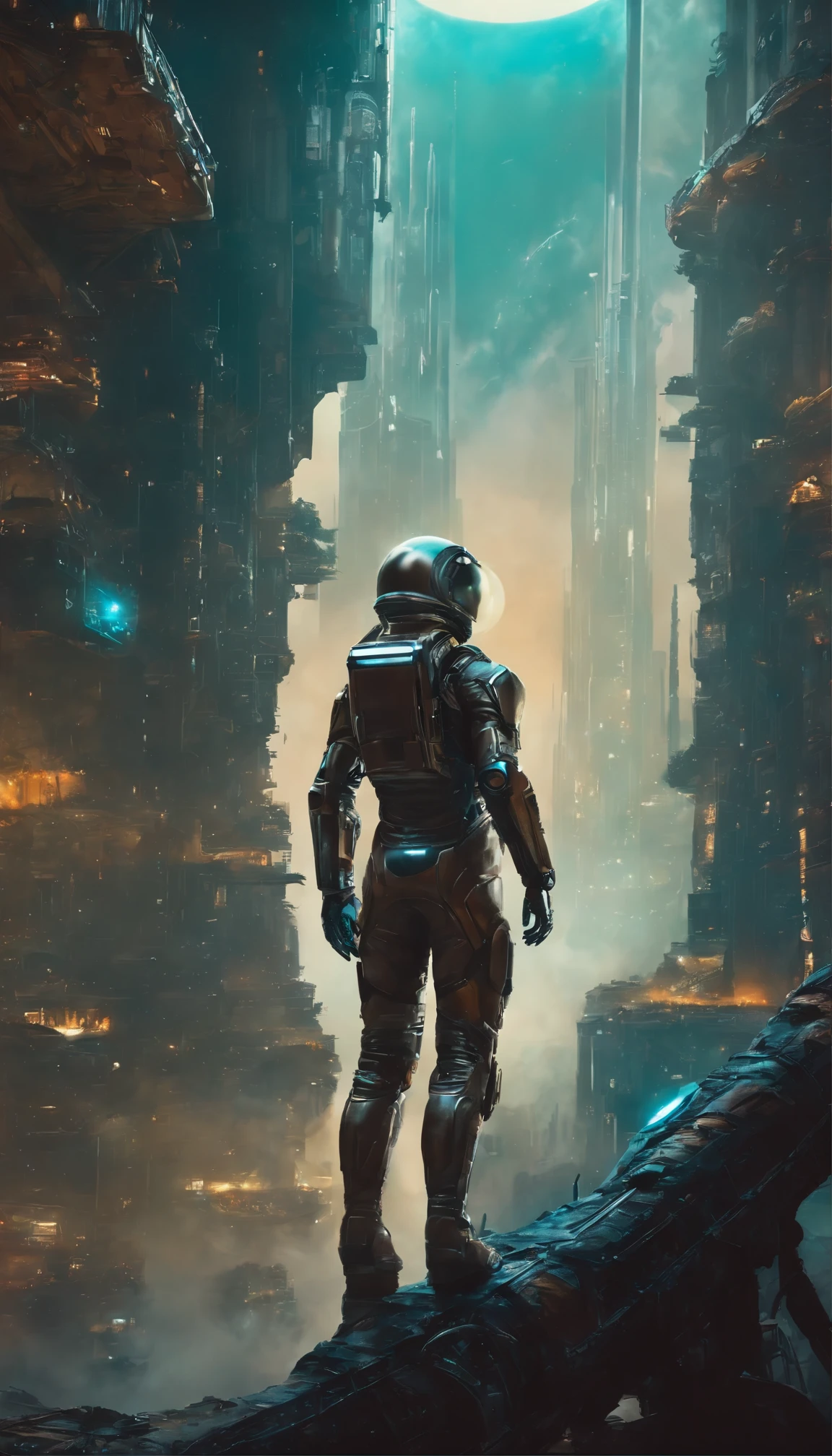 ((melhor qualidade)), ((obra-prima)),dystopian cybernetic world with cyberpunk, astronaut 