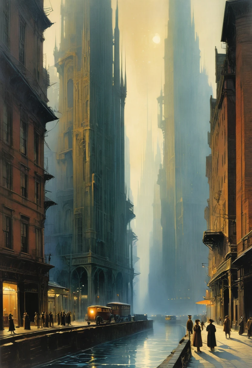by Hugh Ferriss, best quality, masterpiece, very aesthetic, perfect composition, intricate details, ultra-detailed