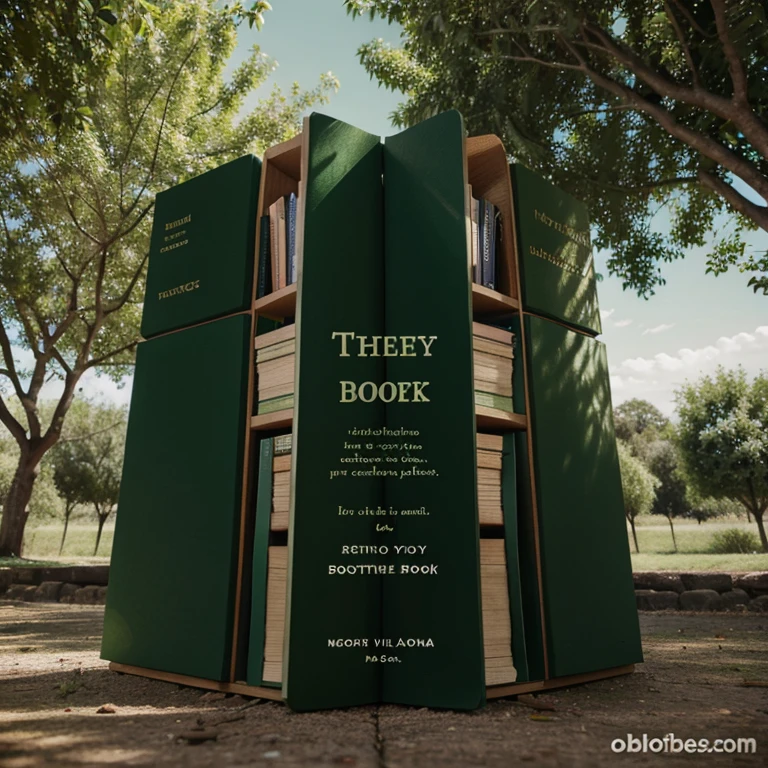 Green poem book cover with trees and books, objetos que se asocien con el amor