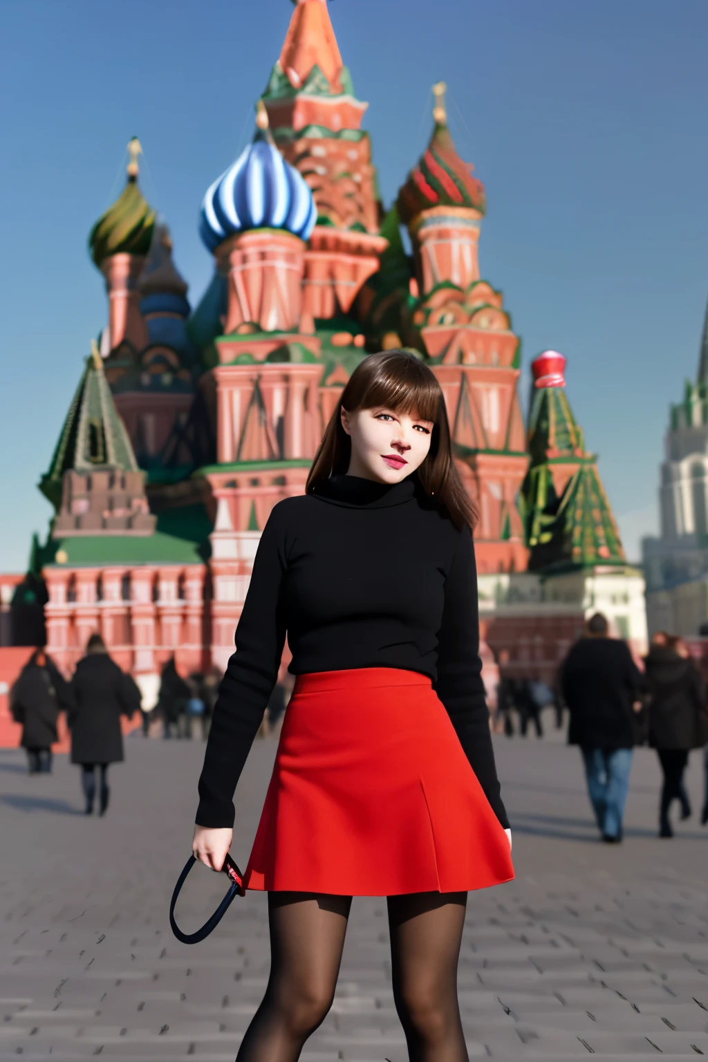Girl in Moscow , Red Square , Nylon tights, skirt