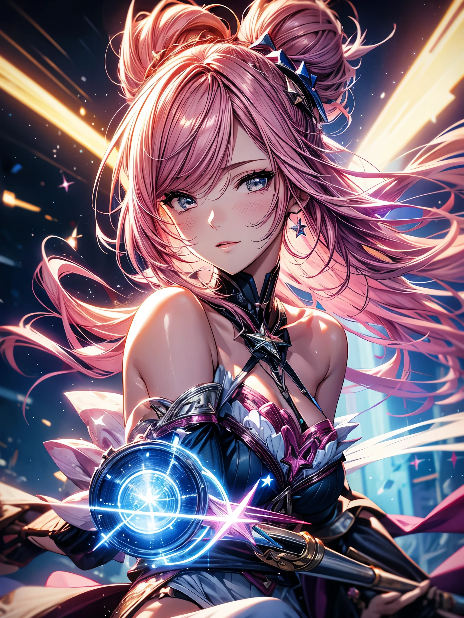 1 Girl, Star Mage, pink hair maria chiquina, Space comets, Octane Render