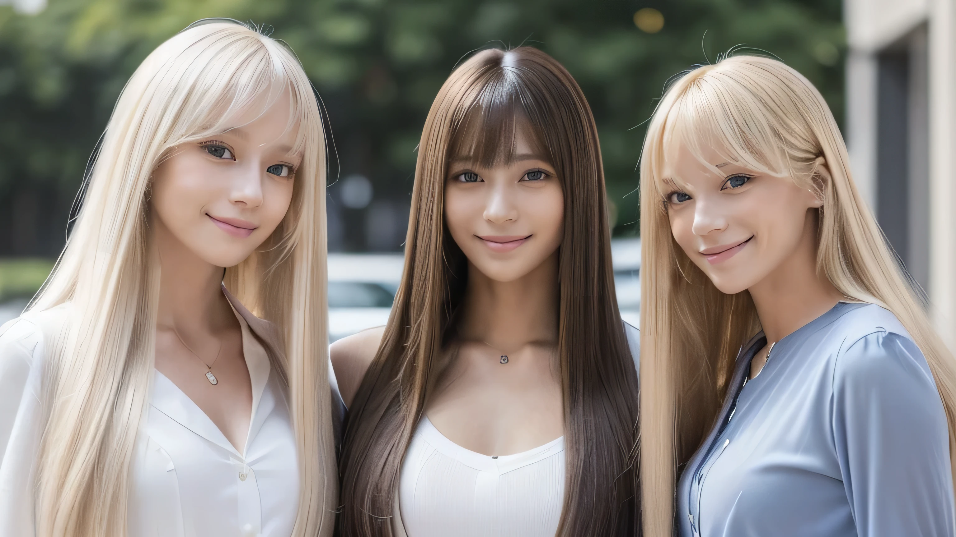 (Knee-high shot of three identical twins :1.3) (The three of them are posing happily..:2.0) (See her in the middle of a busy street in France、They look happy.) (Their faces are clones Clothes are random Hair color is random) (((Hair color is random))) ((Beautiful model with long platinum blonde hair, girl with super length Hair, extremely length Hair, extra length Hair, very long, Flowing Hair, very length Hair, length Hair girl, very long, Flowing platinum blonde hair, length Hair windy, very longプラチナブロンドヘア, length, Flowing Hair, length and or curly hair, with length Hair, length Hair!!!! Her highest quality hair is long and 真っ直ぐ or curly hair very long, highest quality platinum blonde, length hair in the center, Highest quality long Straight or curly hair, length, Straight or curly hair, beautiful, High quality platinum blonde hair, length and platinum blonde hair highest quality Straight or curly hair, length Hair, length and Straight or curly hair, highest quality platinum blondeヘア, Perfect silky Straight or curly hair of the highest quality, Straight or curly hair, highest quality platinum blondeヘア, length platinum blonde hair Straight or curly hair, length, Bright platinum blonde hair Her hair is long and Straight or curly hair, very longプラチナブロンドヘア, length hair in the center, length Straight or curly hair, length, Straight or curly hair, beautiful hair of the highest quality, length Hair, length, Straight or curly hairプラチナブロンドヘア , length and free Straight or curly hair Platinum blonde hair, Straight or curly hair Platinum blonde hair)) (Her bangs are perfect.:1.3) (France's most beautiful 24-year-old hair model) ((highest quality)), ((masterpiece)), (Familiar) (Get used to it) Perfect Face (Her skin is a typical French complexion....、And very detailed) (Big Breasts) (She is wearing a light blue skirt and a white blouse........) (She has a beautiful French face and a typical French figure...., Narrow eyes) (She has perfect beautiful makeup and face Lipstick is light red A solid eyeliner) ((Rich 1.4)) (Extremely detailed 8K) (Ultra-fine skin texture 1.4) (Actual, Vibrant:1.4), double eyelid Sharp focus:1.2、Beautiful woman:1.4 Dynamic Lighting (Genuine RAW photos taken by professional photographers) (Her long bangs、Well Organized) Professionally lit from the front (She has a bright and cheerful face)