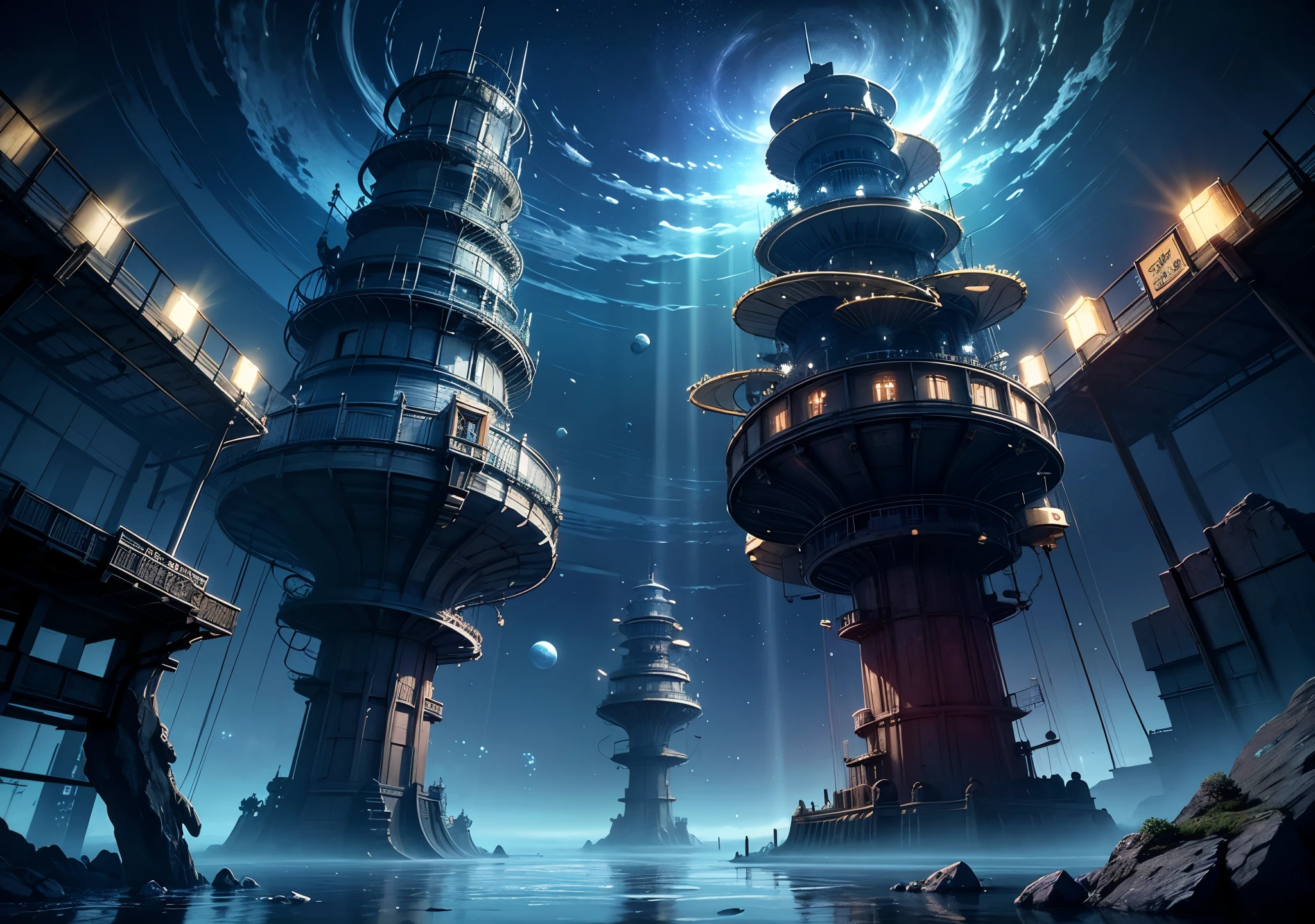 ((melhor qualidade)), (detalhado), deep space, nebulosa, spaceship, steampunk style, 
   
