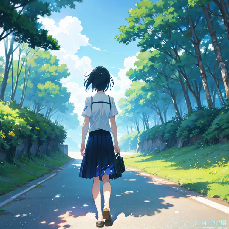 summer, makoto shinkai&#39;Concept Art, tumbler, Magic realism, Beautiful anime scene, Beautiful sky. by makoto shinkai, ( ( makoto shinkai ) ), Anime Background Art, Anime Background, makoto shinkai&#39;style, Anime movie background, Galaxy Express, No humans. --v6,1boy,