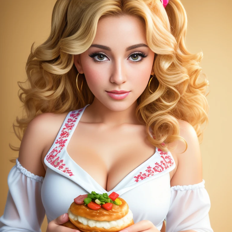 (best quality,4k,8k,high res,masterpiece:1.2),ultra-detailed, photorealistic, full body shot,golden bronde curly hair,Mature and beautiful, realistic portrayal:1.2 Sailor Moon (in the style of the Sims 4), posing as if she’s in a professional photoshoot, tanned, eating Pork Buns & Sushi Beautifully photographed, extreme close-up, dramatic angle, hi-key lighting,