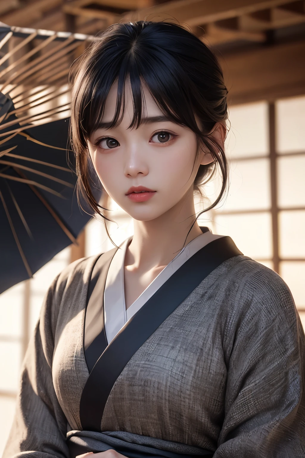 (1 nogizaka girl,raw photo,photo realistic:1.5),(best quality, high quality,HDR, highest quality,ultra high resolution,high resolution,high res,ultra high difinition,huge file size,8K,2K wallpaper,8K wallpaper,high quality texture,amazing,an extremely delicate:1.4),one girl, Japanese famous idol,beautiful face,small face,absurd,ridiculous,incredibly ridiculous,portrait,breasts close up,blurry background,(miko clothes,cleavage,no makeup:1.2),medium skin,beautiful skin,detailed skin,small head,black hair,silky hair,(Japanese eyes,round eyes:1.5),detailed eyes,black eyes,Japanese idol eyes,perfectly propotioned face,Japanese nose,5-fingers,(Light Particles, Lens Flare, Luminous Particles: 0.7),looking at viewer,bright lighting,professional lighting,girl