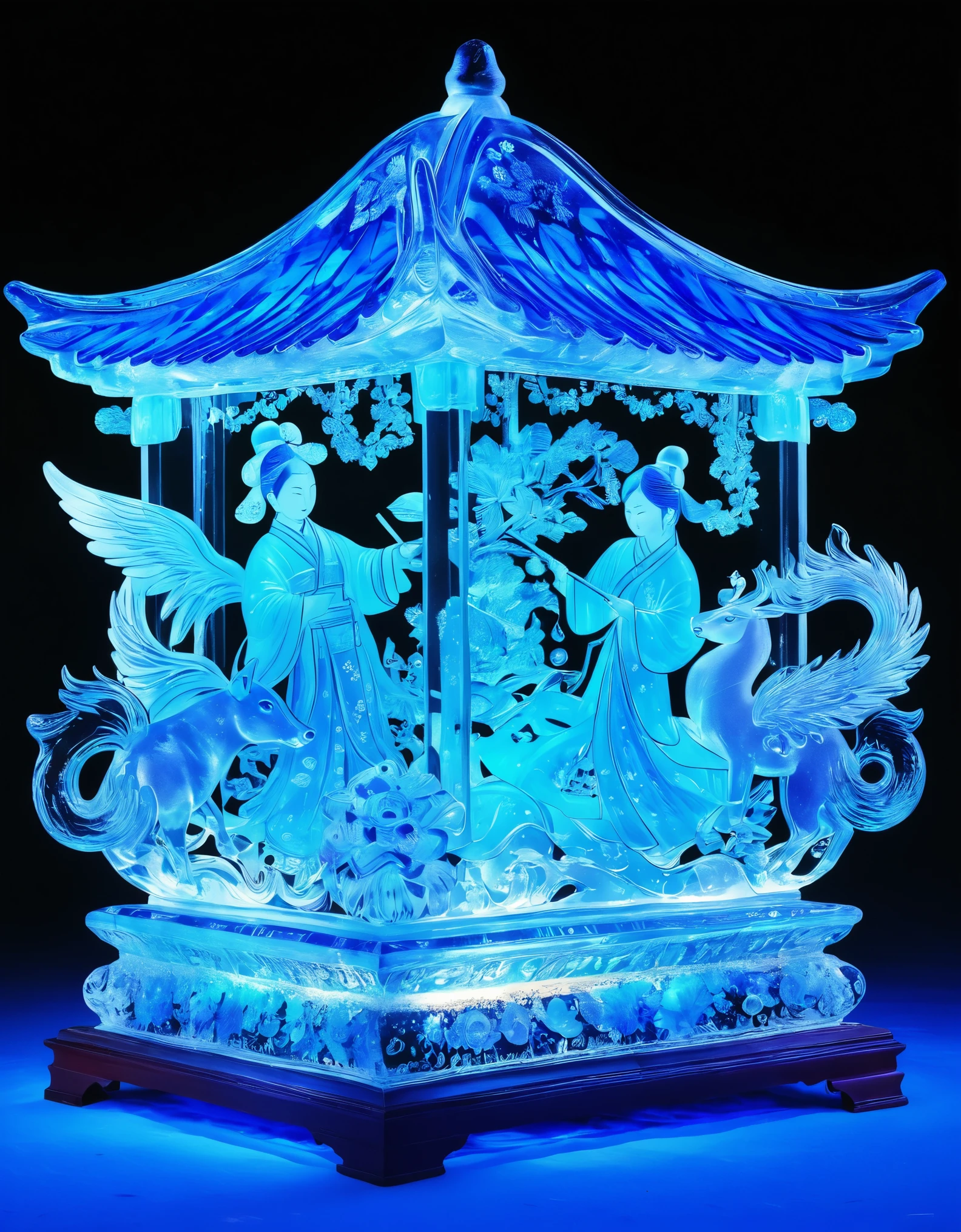 Millefiori glass style,Ice Sculpture Model, Heilongjiang, Theme: Chinese Dream—Ice and Snow Romance, With new era cultural characteristics, showing the development style of Heilongjiang in the new era, Animal models, creativity, beauty.