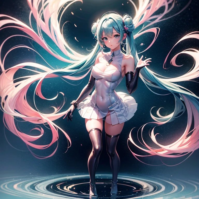 bonito e sexy, cabelo rosa, Um coelho, ultra realista, detailed lighting, anime, Tenente, full body standing showing your beautiful breasts