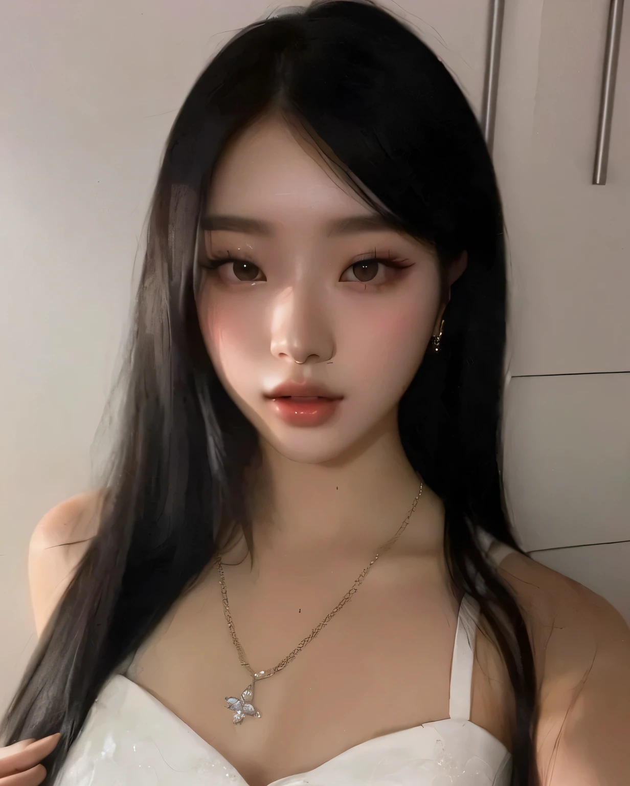 there is a woman with long black hair wearing a white dress, korean girl, 18 years old, beautiful south korean woman, 2 2 years old, asian features, beautiful asian girl, jinyoung shin, xision wu, 21 years old, gorgeous young korean woman, jaeyeon nam, asian girl, 1 6 years old, beautiful young korean woman