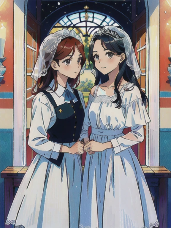 Obra maestra, mejor calidad, 2 chicas, yuri, boda, mirando el uno al otro,
AND Obra maestra, mejor calidad, 2 chicas, yuri, boda, mirando el uno al otro, (1 chica, , Suletta mercurio, cabello rojo, Cejas rizadas, white boda dress, feliz, )
AND Obra maestra, mejor calidad, 2 chicas, yuri, boda, mirando el uno al otro, (1 chica, 17 years oldmbran, miorine1:2, pelo largo, ojos grises, Pelo gris, pelo entre los ojos, white boda dress, feliz,)