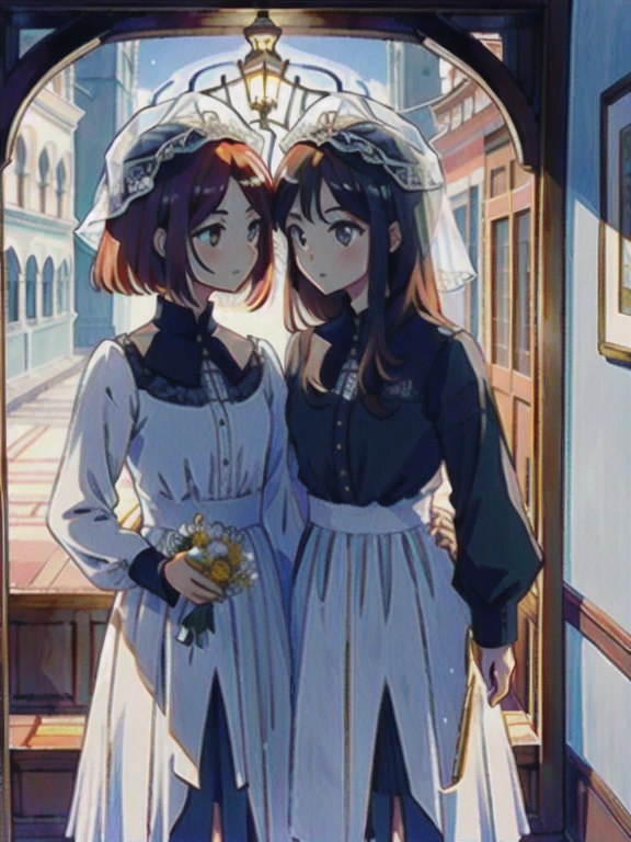 Obra maestra, mejor calidad, 2 chicas, yuri, boda, mirando el uno al otro,
AND Obra maestra, mejor calidad, 2 chicas, yuri, boda, mirando el uno al otro, (1 chica, , Suletta mercurio, cabello rojo, Cejas rizadas, white boda dress, feliz, )
AND Obra maestra, mejor calidad, 2 chicas, yuri, boda, mirando el uno al otro, (1 chica, 17 years oldmbran, miorine1:2, pelo largo, ojos grises, Pelo gris, pelo entre los ojos, white boda dress, feliz,)