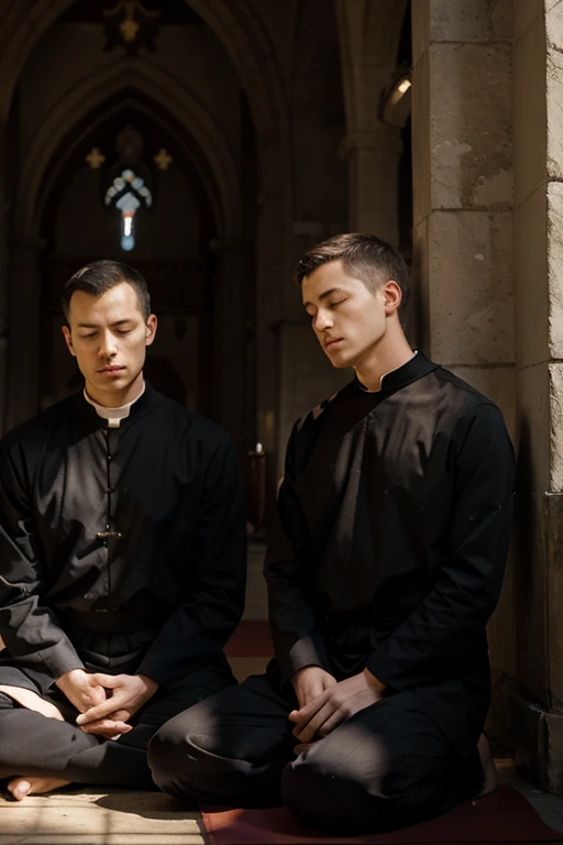 Catholic monks in meditation