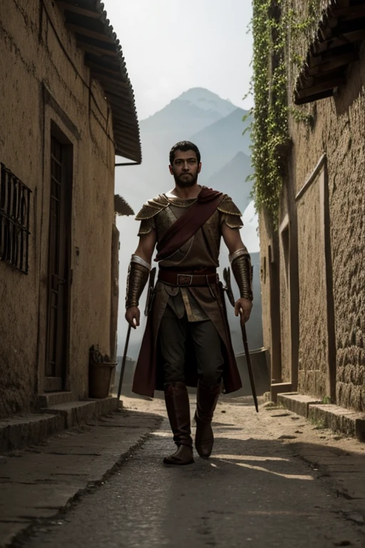 Our story takes place in a small town, surrounded by imposing mansions and large mountains and with an atmosphere of tension and desolation. The narrow streets are covered in dense fog, que se arrasta sinistramente pelos becos vazios. As casas, de aspecto decadente, parecem observar os poucos moradores com janelas sombrias e trincadas.
A cidade é dominada por um clima de medo e opressão desde que Antonio, o filho de Duck Rover, a rich and influential man in the region, started a bloody rebellion to overthrow the corrupt government. The walls of the houses are covered in blood graffiti and sinister symbols representing the fight for freedom, although, as pessoas vivem com medo constante, tanto das forças de Antonio quanto dos próprios rebeldes.
Em meio ao caos, o garoto com a mancha negra no rosto, known as the boy from La Mancha is unfairly accused by Achilles, o filho de Duck Rover. Aquiles, with your eyes burning with hate, spreads lies and slander, inciting the population against the boy. Rumors about the supposed curse surrounding the black spot spread quickly, creating an aura of superstition and hostility.
As pessoas, Tormented by their own fears and frustrations, are divided between those who believe in Achilles' accusations and others who doubt, but are afraid to question Duck Rover's power. The city is filled with whispered murmurs in dark alleys and suspicious looks that follow the boy wherever he goes..
The leader of the rebellion, Antonio, sees the situation as an opportunity to increase tension in the city. Ele manipula as massas, sowing panic and distrust, spreading rumors that the boy's presence represents a dark threat that must be eliminated at any cost. A cada dia, a atmosfera se torna mais sinistra e opressora, with citizens living at the edge of their sanity.
The climax happens when a boy, trying to defend himself and deny the accusations, is brutally attacked by Achilles, que brande sua esp