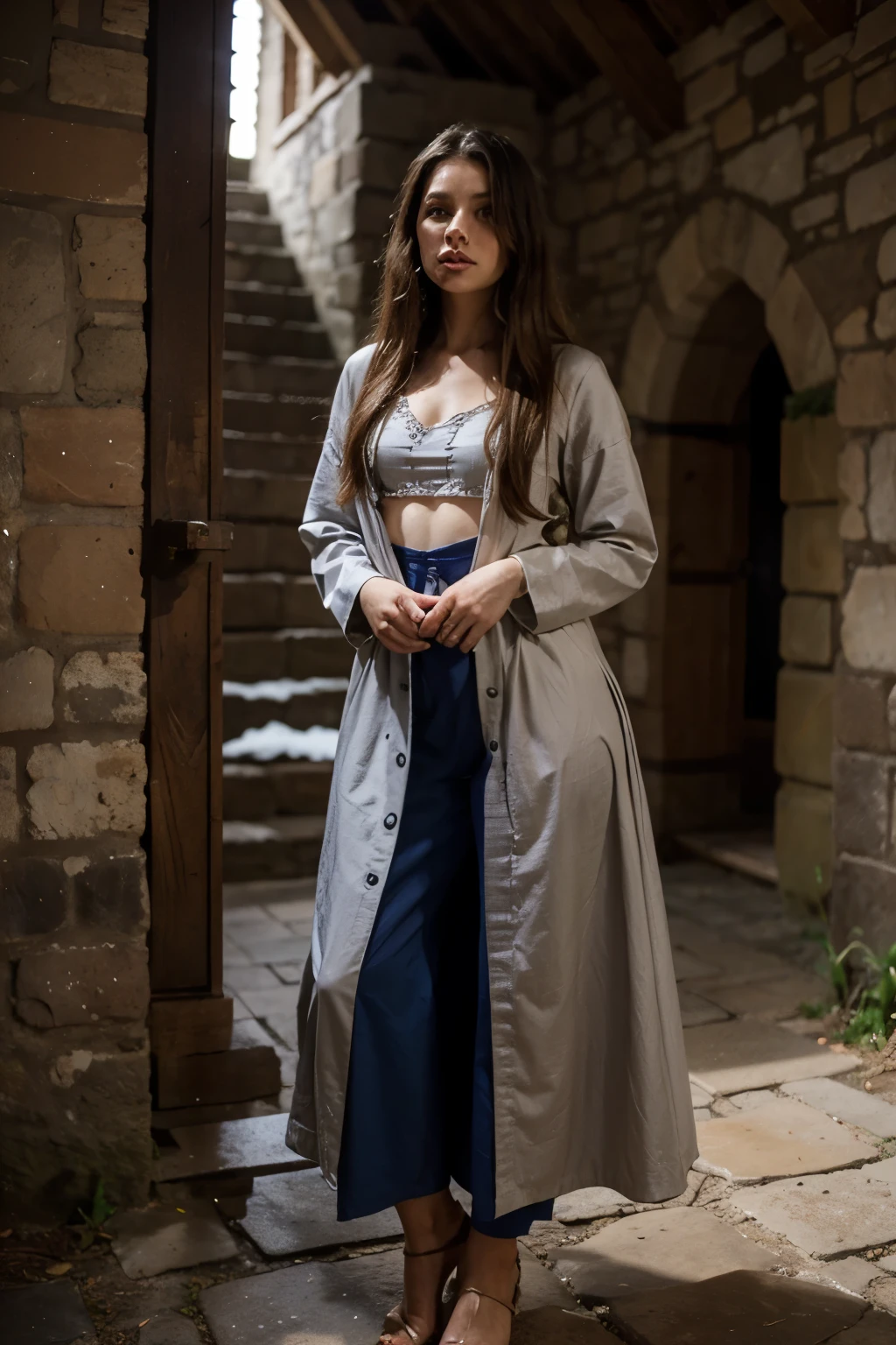 woman in mystical clothes in a medieval environment
