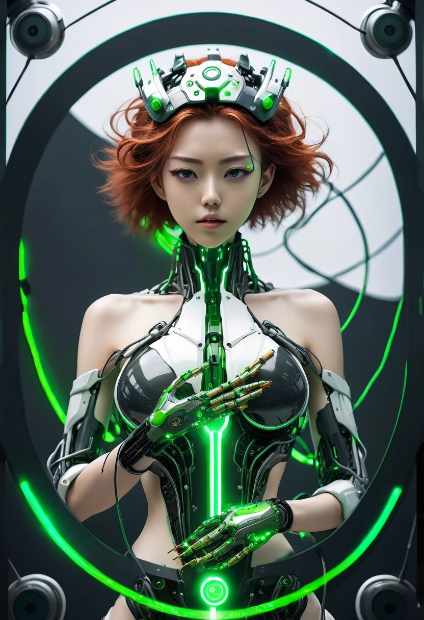 ((masterpiece, highest quality, Highest image quality, High resolution, photorealistic, Raw photo, 8K)), Abandoned robot soldier on battlefield, broken and immobile, rust and moss showing passage of time, female cyborg body, female body, biomechanical , extra detailed body, blowjob white mech, white biomechanical details, detailed body, shiny white armor, cybernetic body, eva unit-00 on back, full body details, Strong girl on her back looking over her shoulders, long red hair, fair skin, full body, thick thighs, medium breasts, large buttocks, detailed and defined eyes with eyeliner, bikini, thic, 3d render character art, 8k, 3d character art, realistic character concept, unreal 3d engine, detailed, arafed woman in a white bikini and black helmet posing, cinematic goddess body shot, bodybuilder superhero bikini, bikini armor female knight, female redhead templar, gynoid cyborg body, unreal engine render + a goddess, 3 d render character art 8 k, cinematic body shot, barbara hammer 4 k, thicc, bikini armor, photorealistic perfect body, Cute young biomechanical steampunk cyborg woman realistic movie shallow focus scene, her full body standing with a fluid movement in a simple barren place with stunning cloudscape and a sunset.Gothloli details、Hydraulic cylinder、meter、 Futuristic headset、 (wearing futuristic clothing (tangerine:0.3) cropped jacket and low cut jeans on top:1) of her (intricately detailed anatomical sculpted biomechanical graphite cyborg arms, intricately detailed anatomical sculpted biomechanical graphite cyborg torso, intricately detailed anatomical sculpted biomechanical graphite cyborg legs), (Intricately detailed anatomically sculpted biomechanical graphite cyborg grady).Futuristic headset、 (Anatomically sculpted biomechanical graphite cyborg、Embroidered with elegant and ornate details (Crystal Gemstones:1.5), cables, The wire and green microchip are、Skillfully into her female cyborg body) Slender hot fit body with a gorgeous young round face, expre