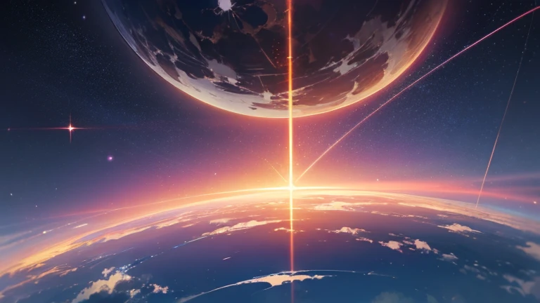 Anime - Beautiful sky scene with stars and planets, Space Sky. by makoto shinkai, anime art wallpaper 4k, anime art wallpaper 4k, Anime Art Wallpapers 8K, anime wallpaper 4k, anime wallpaper 4k, 4k anime wallpaper, Anime Sky, Awesome Wallpapers, Anime Background, Celestial planets in the background, Anime Background art,  Vacant, There are no people, no one