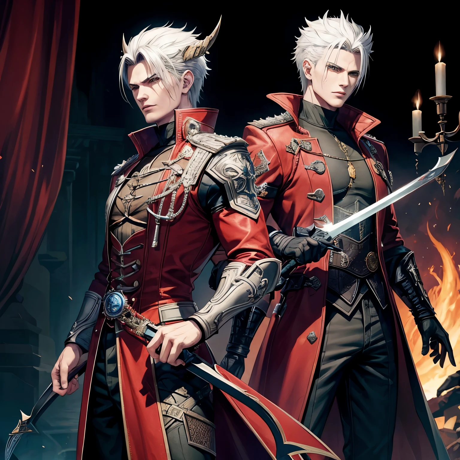 Altere o cabelo do cara da direita para ficar igual do Vergil de Devil May Cry, mantenha os chifres