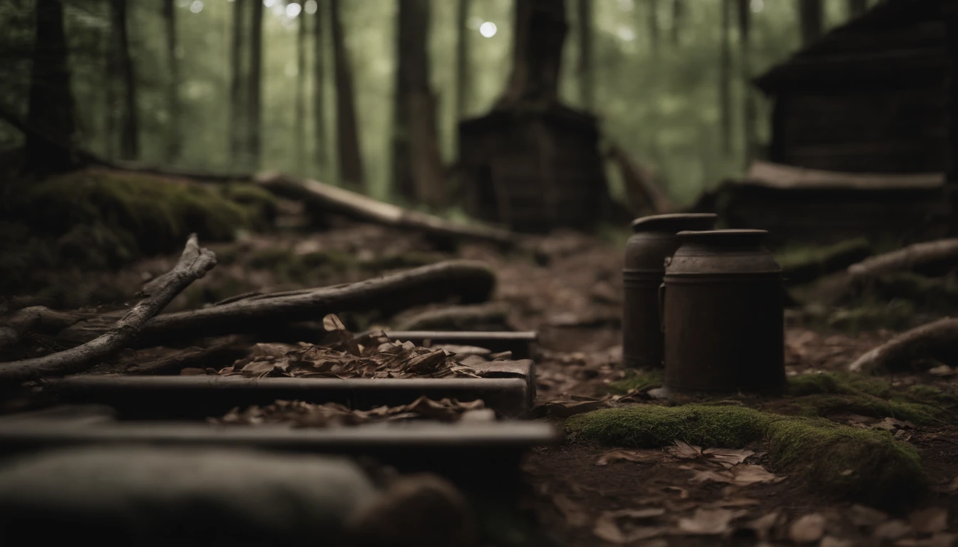 Inside the decrepit structure, they uncover dusty relics and ancient artifacts, each piece telling a story of the dark history of the surrounding forest. 16:9 Ratio