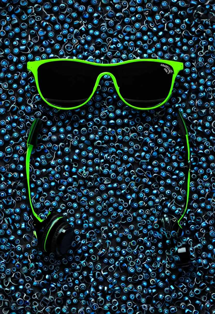 make an image of a sunglasses equipped with a camera and headphones for the visually impaired