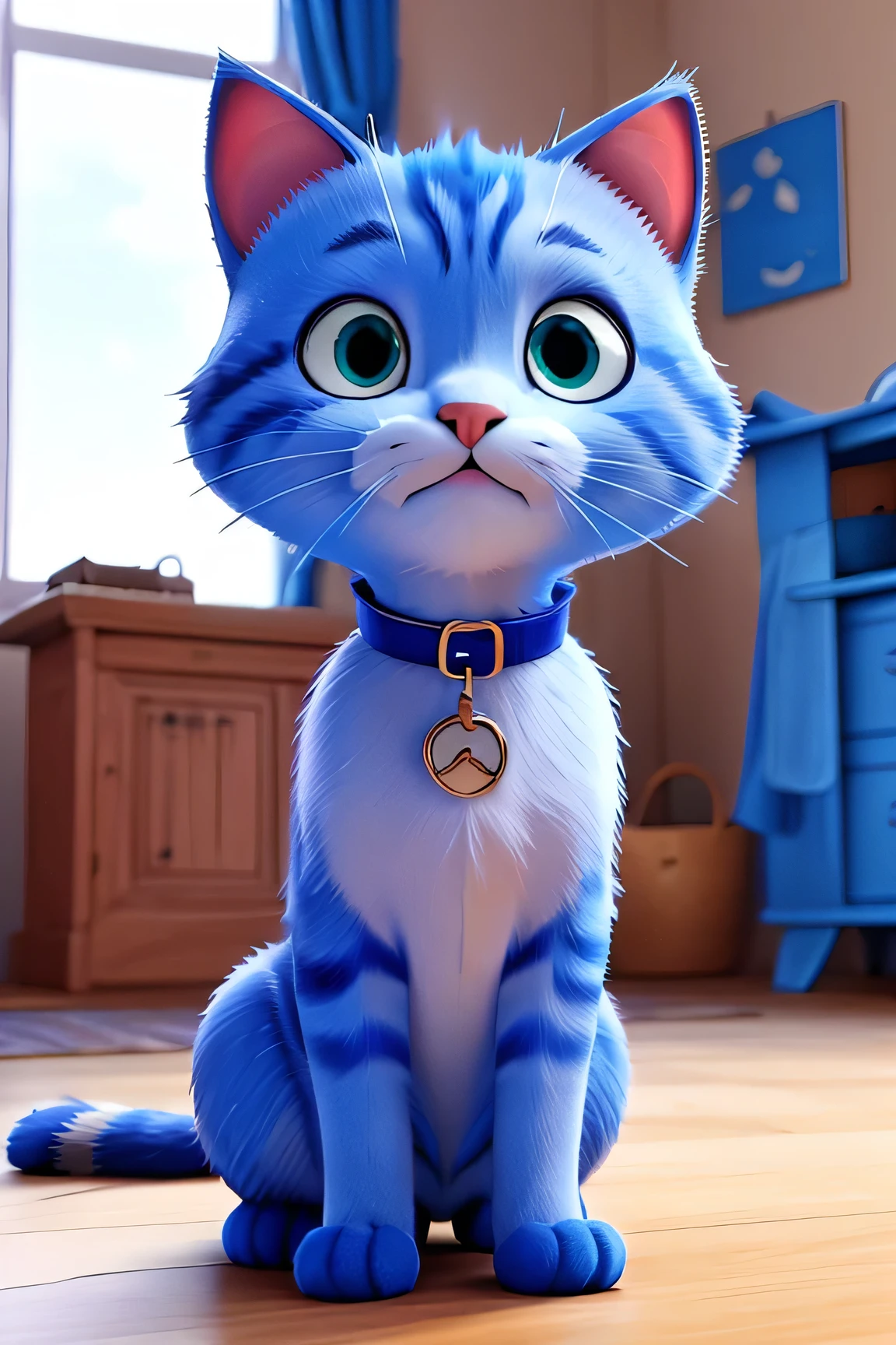 Blue cat blue collar called cat s the kitten wants to fulfill his dream of being famous anime