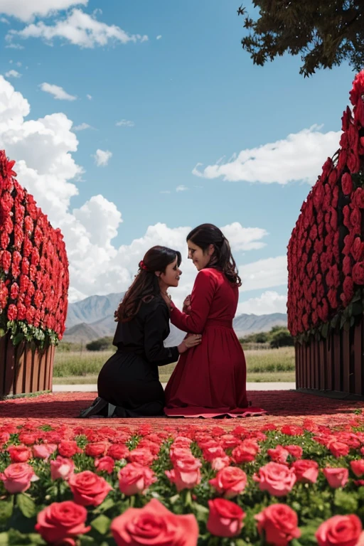 Hacer una postal por el dia de las madres, con rosas rojas, and a red heart, y escribir algo lindo a una madre