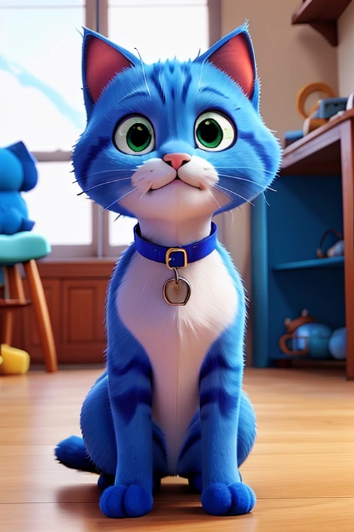 Blue cat blue collar called cat s the kitten wants to fulfill his dream of being famous playing fre fire anime