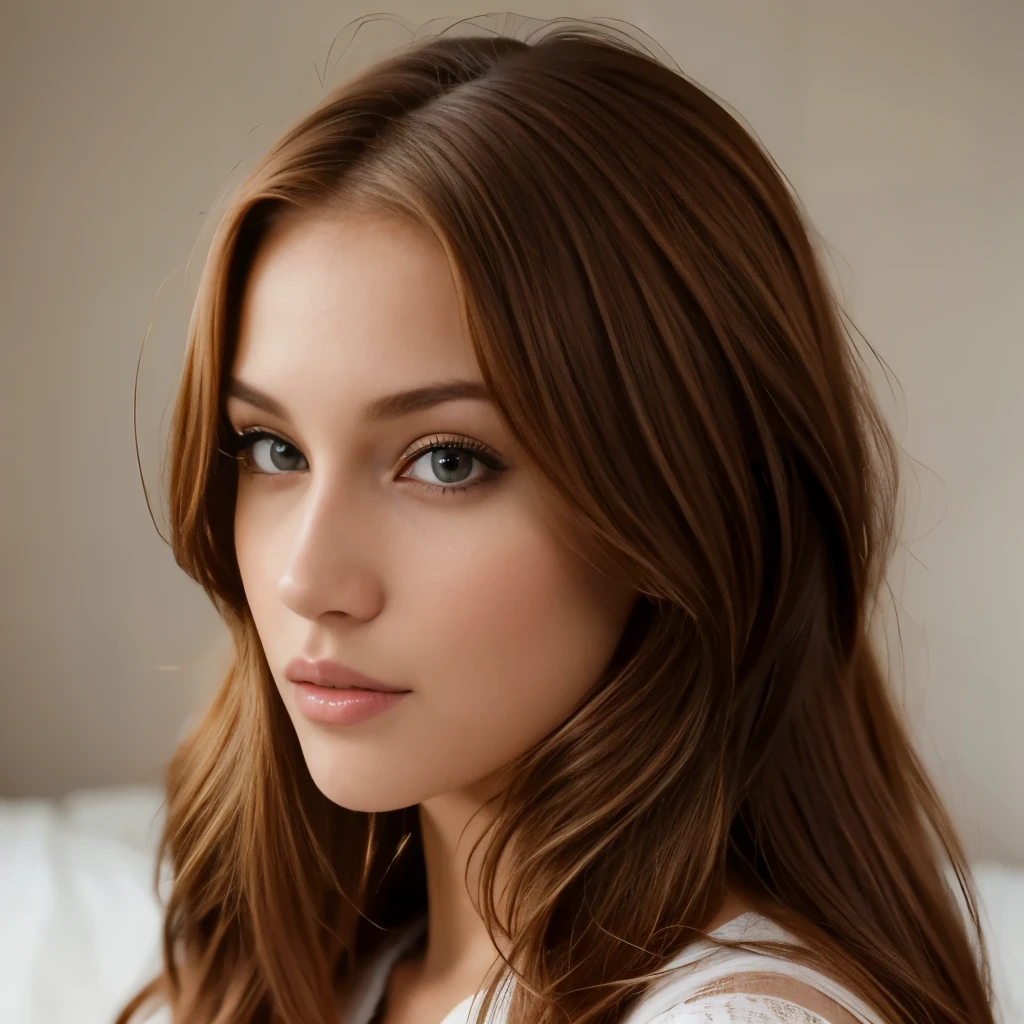 Chica pelirroja, modelo francesa, 23-year-old blonde model, modelo rubia mirando a la camara, mujer de rostro hermoso, mujer de cabello largo,