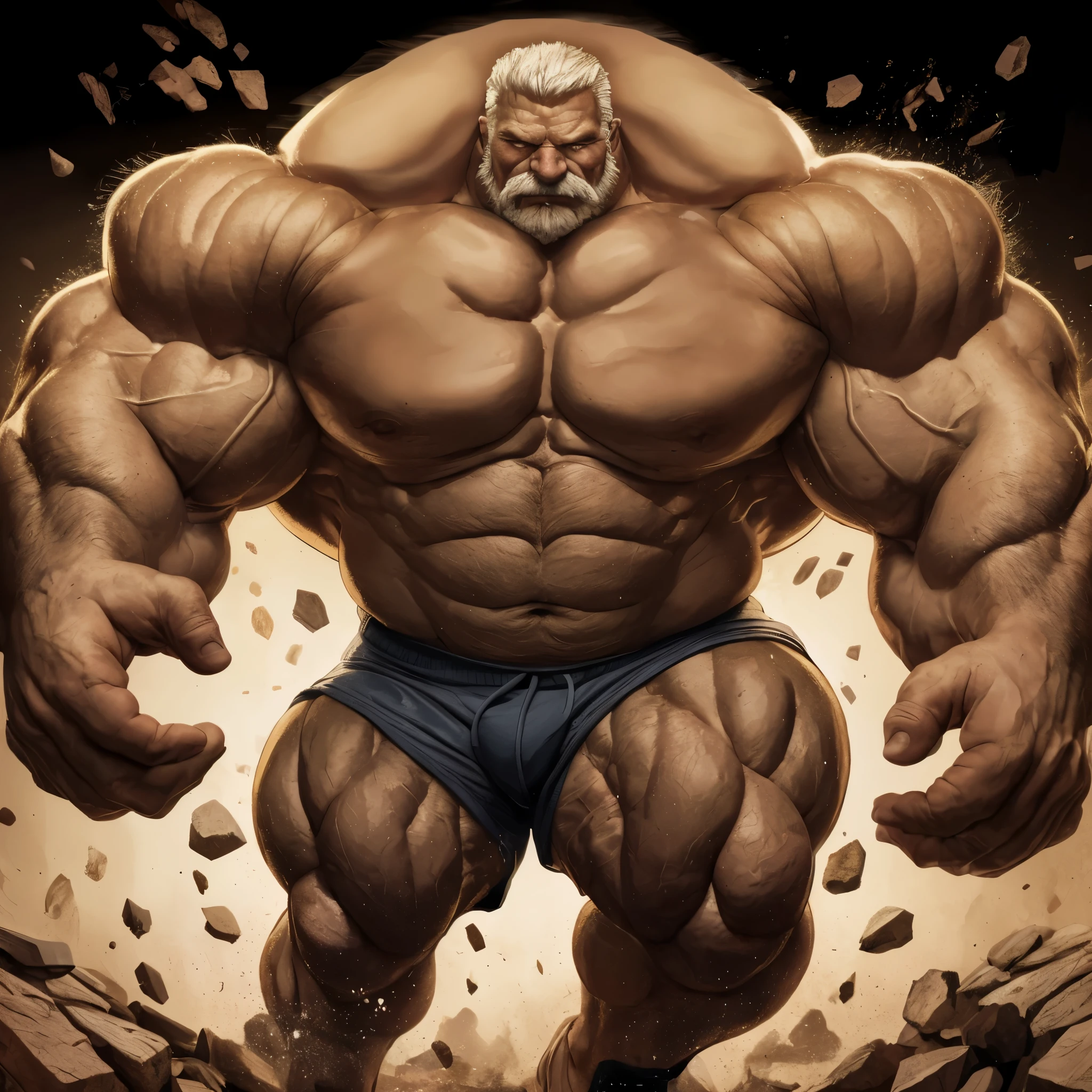 huge muscular old man