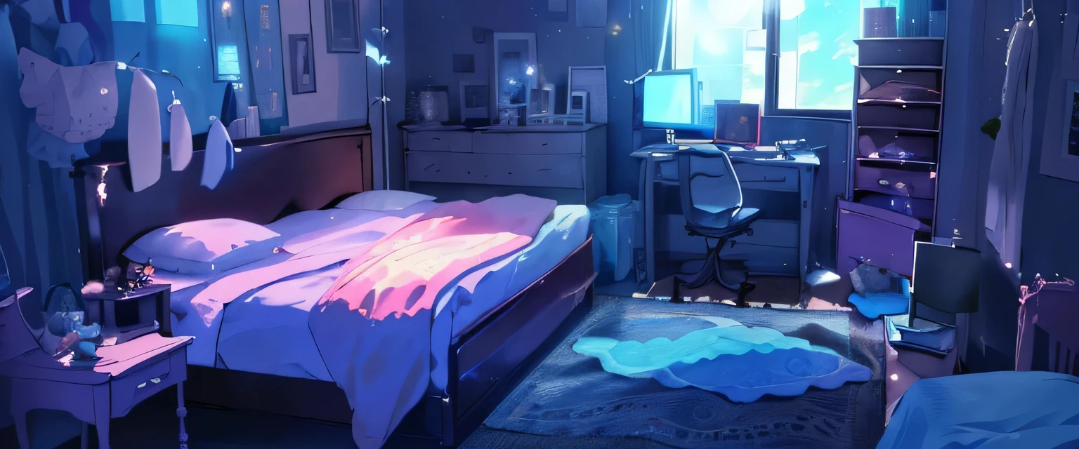 (((There is a bed in a room lit by the sun......))), chambre d'adolescent cyberpunk, fond de chambre personnelle,((( Cyberpunk room during the day))), chambre d'enfant cyberpunk, fond d'anime Art, Chambre lumineuse, in a cyberpunk-themed room, fond d'anime, fond de chambre, well-lit room, Chambre de style RPG Maker, chambre confortable, animated aesthetic, l'appartement cyberpunk, chambre dans le studio Ghibli、High lighting、(((well-lit room)))、CHAMBRE LUMINEUSE