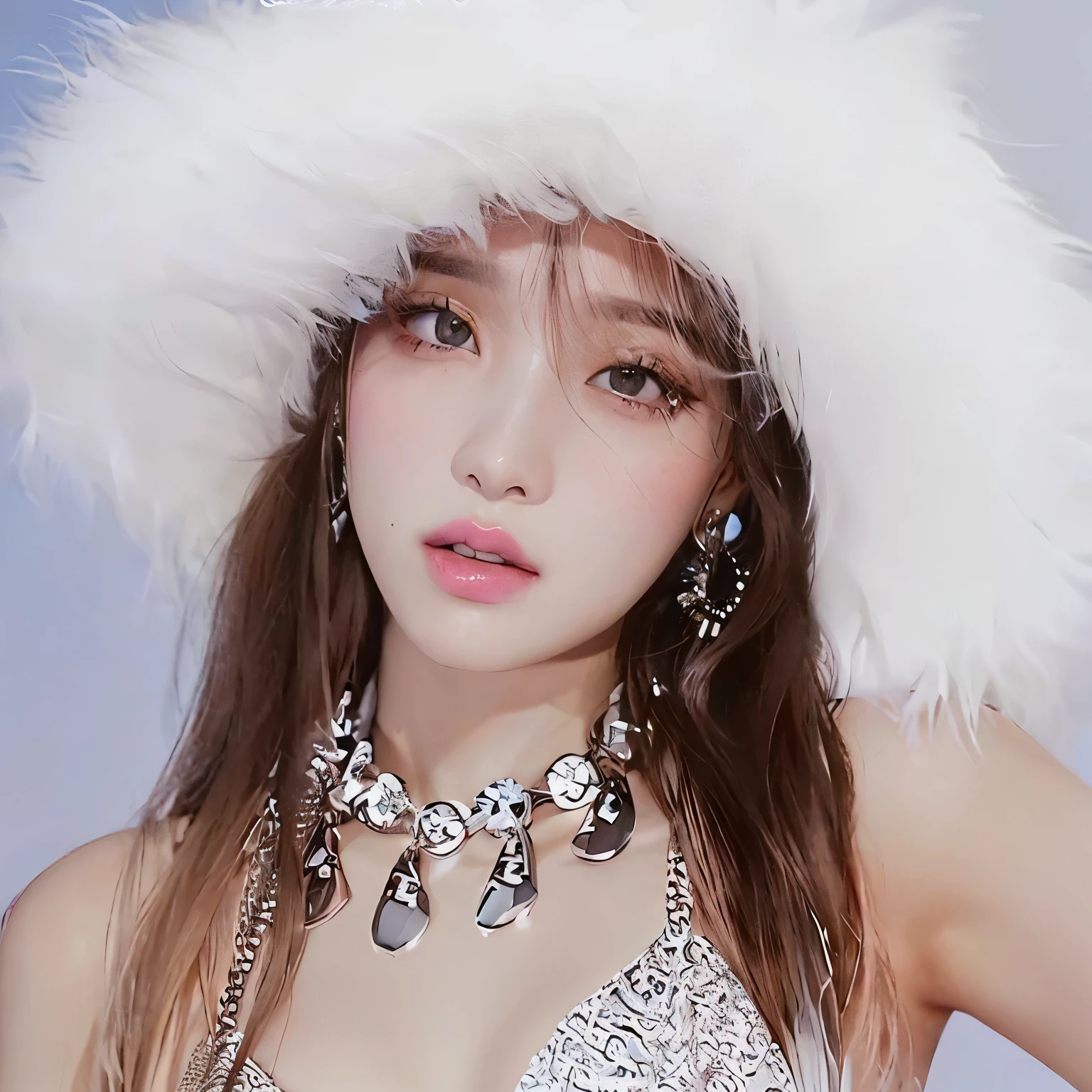 un primer plano de una mujer que llevaba un sombrero blanco y un collar, portrait of jossi de blackpink, parque roseanne de blackpink, Lalisa Manoban de Blackpink, jossi de blackpink, Lalisa Manobal, sun yunjoo, aparcar desde-min, jinyoung shin, Jennie rosa negra, jisoo de blackpink, kim taejin, Jisoo de Blackpink