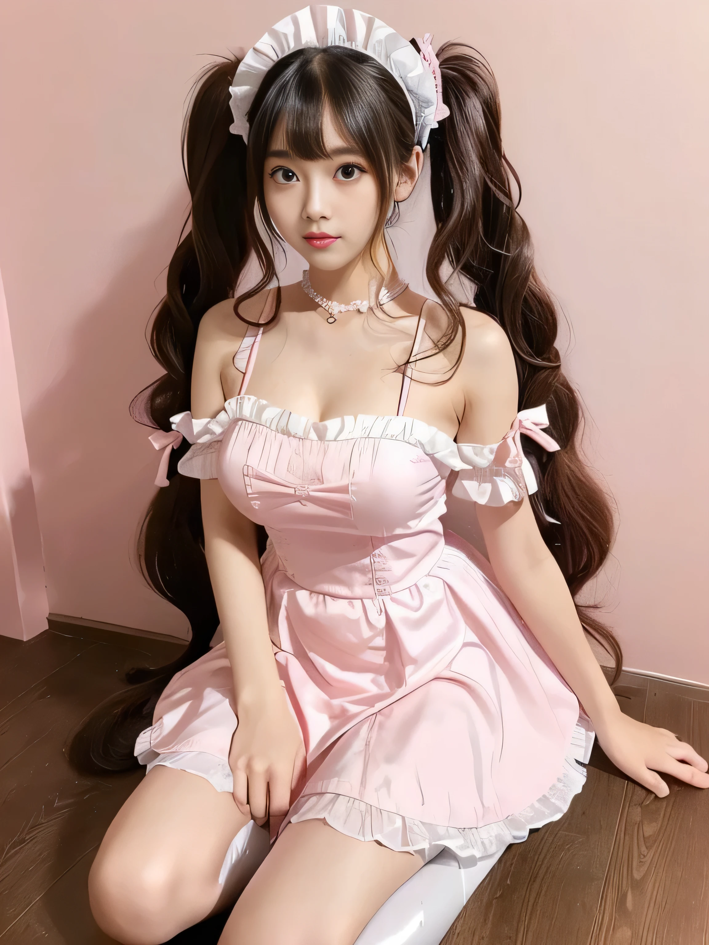 Her hair is incredibly straight!!!!! (Pink floor、Pink table、pink chair、Pink Wall、Pink counter、A cafe filled with pink..:1.3) (Her hair color is pink!!!!!) (Random Maid standing upper body shot:1.5) ((woman in a pink and white dress and a pink hat, Maid outfit, Maid dress, Catboy Cosplay! Maid! dress, anime girl in a Maid costume, Maid costume, anime cat girl in a Maid costume, pink lolita dress,Maid, wearing Maid uniform, Lolita Style, High Quality Costume,Sexy female cosplay, Pink shoes for maids)) (Her bangs are the perfect full bangs:1.2) ((highest quality)), ((masterpiece)), (Familiar), (Get used to it) (Reaches up to the kneeVery long hair highest quality Highest detail Reaches up to the knee、Very long hair that lasts forever:1.3 Flowing Hair Very shiny and thick hair long hair up to the knees:1.2 long hair up to the knees:1.2 Thick and shiny hair Very free hair Abnormally long hair!!! Beautiful silky hair Beautiful and shiny hair Beautiful and shiny hair Beautiful silky hair Hair that grows to the knees Very very, Very long hair!!! Very very, Very long hair!!!) (highest quality The best ultra-fine Reaches up to the knee、Very long hair that lasts forever Very shiny and thick hair long hair up to the knees:1.2 long hair up to the knees:1.2 Thick and shiny hair Very free hair Abnormally long hair!!! Beautiful silky hair Super long hair down to the knees Beautiful and shiny hair Beautiful and shiny hair Beautiful silky hair Hair that grows to the knees Very very, Very long hair!!! Very very, Very long hair!!! Her hairstyle is very curly and in twin tails.:1.5) (She is the most beautiful 12-year-old girl in Japan.) Perfect Face (She has a typical Japanese build and skin color..., Her skin is very high quality and ultra high definition.、very beautiful and glowing skin) (Excessive breasts:1.2)(She did a pretty professional make-up Lipstick is red The eyeliner is a beautiful black) (Surreal photos by professional photographers :1.2) ((Her bangs are straight down, perfect full bangs)) (She has a typical Japanese build and skin color Her skin is very delicate and sensitive..、and、Such beautiful and radiant s ((highest quality)), ((masterpiece)), (Familiar) (Get used to it) Perfect Face (Her skin is a typical Japanese skin color.. Very detailed) ((Rich 1.4)) (Extremely detailed 8K) (Ultra-fine skin texture 1.4) (Actual, Vibrant:1.4), double eyelid Sharp focus:1.2、Beautiful woman:1.4 Dynamic Lighting (Genuine RAW photos taken by professional photographers) (Turn your whole body to the viewer) Professionally lit from the front (She is holding a cup of coffee, looking at the viewer with a very cute smile)