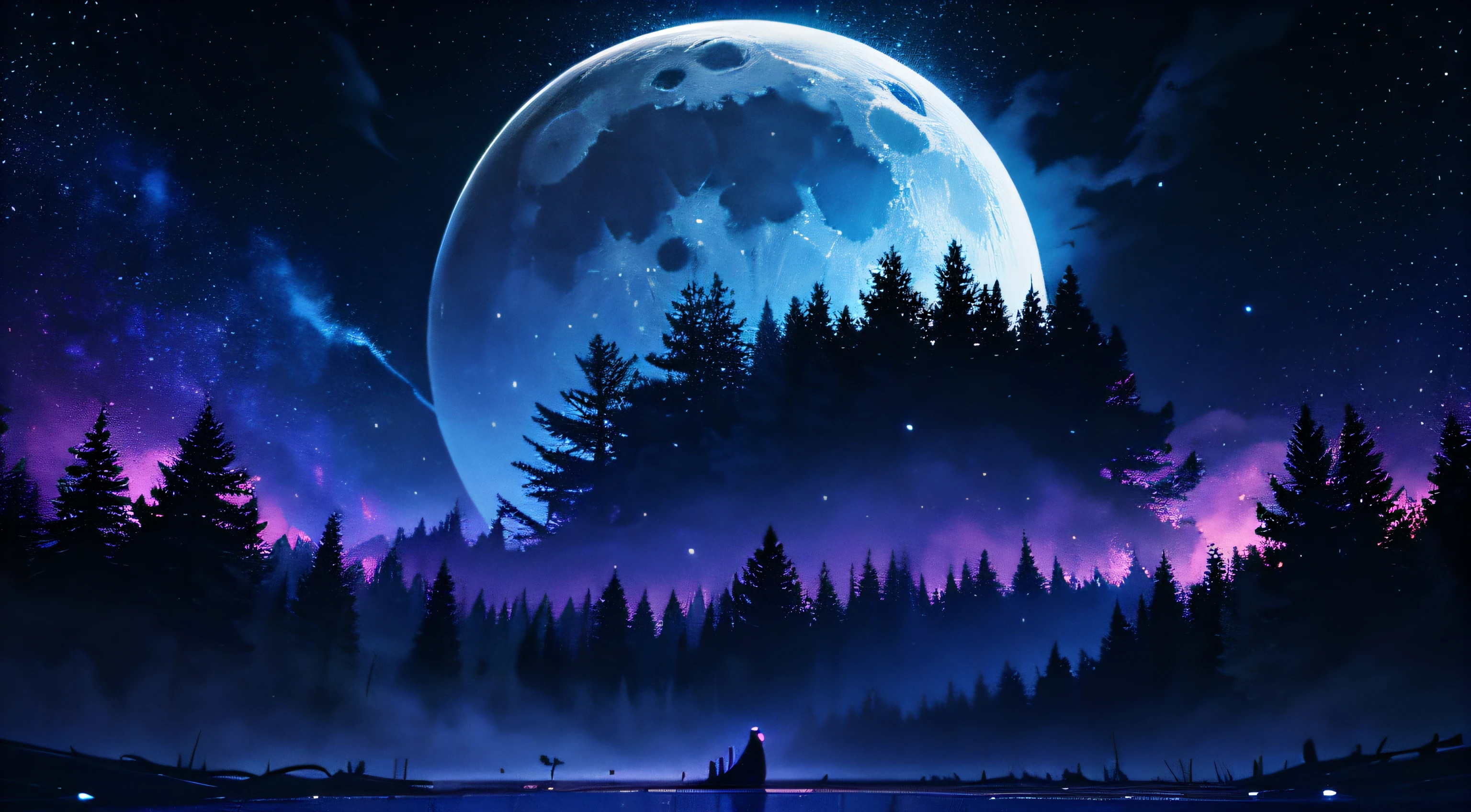forest, a summary, Qamar, lines , com.retrowave, Dark Blue, purple, background, Masterpiece, Caustic, galaxy, east