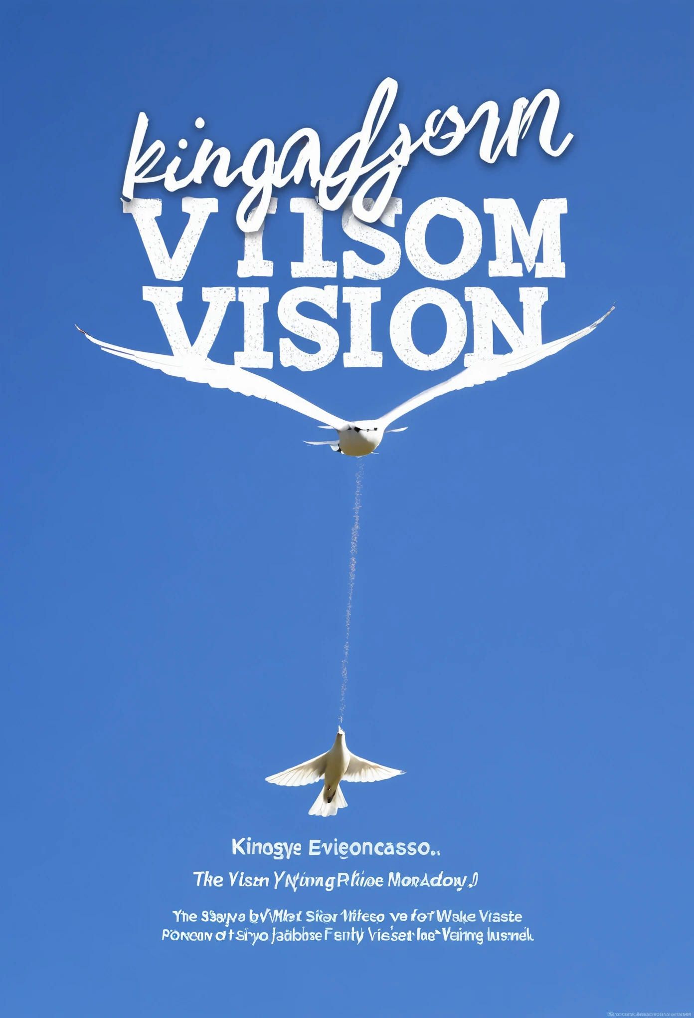 Dove flying with a text that says kingdom vision 