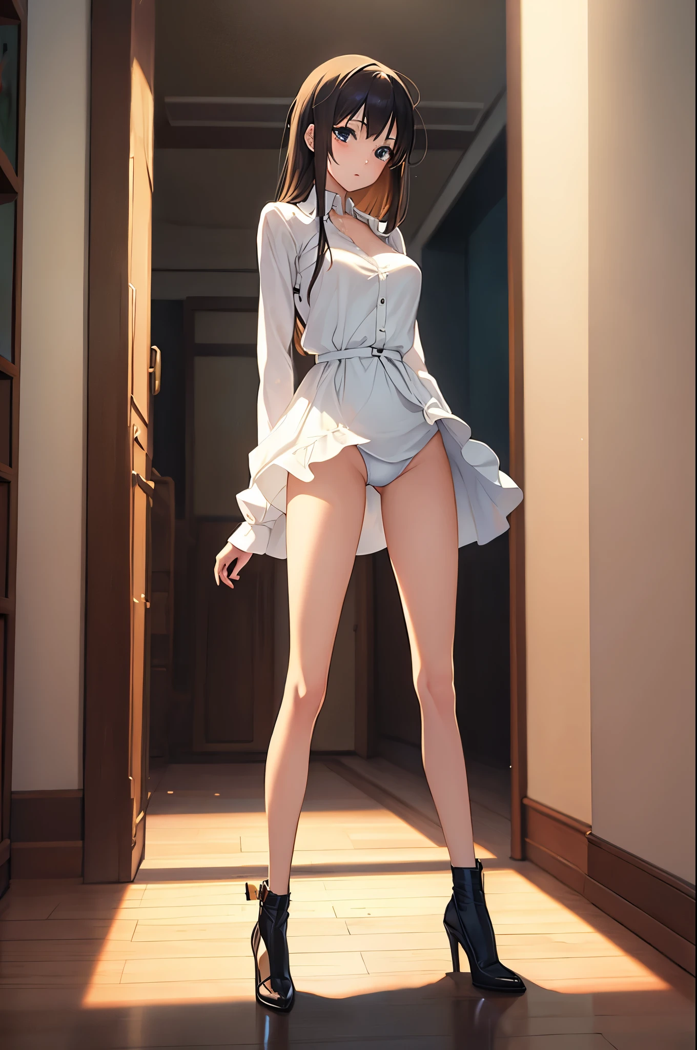 (best quality), (masterpiece), anime, (standing), (protrait), (sexy solo slim legs)