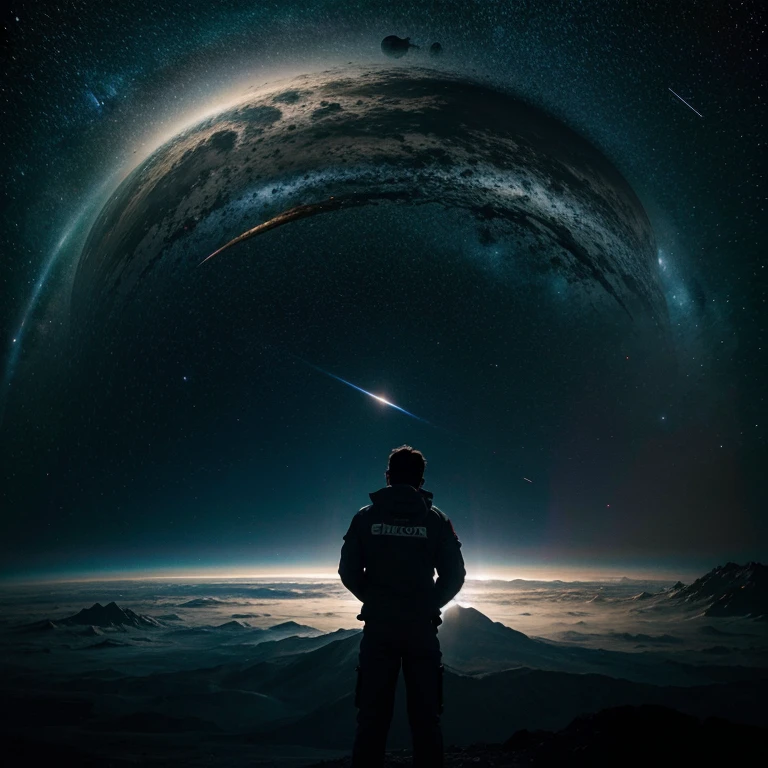 Astronauta en el espacio observando una galaxia