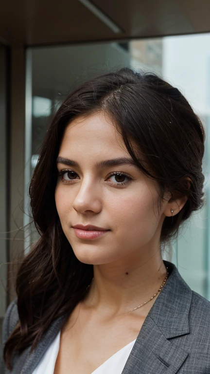 Create a profile photo for a young businesswoman