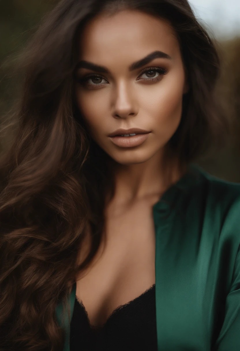 Femme latina avec un pull noir aux yeux verts, Portrait de Sophie Mudd, cheveux bruns et grands yeux, Selfie of a young woman, Yeux de chambre, Violette Myers, sans maquillage, maquillage naturel, regarder directement la caméra, Visage avec Artgram, Maquillage subtil, Superbe photo du corps entier, yeux verts perçants, Bel angle, pose attrayante, fille mignonne, pose sexy, Image du corps entier, corps entier, Prise de vue du corps entier, Brown Goddess, high detail, pose satisfaite, Pantalon en cuir