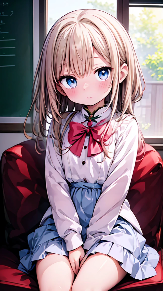 masterpiece、highest quality、highest quality、(((upon)))、 ((small))、Hair quality and shine、small顔、Sitting、Very detailed, beautiful, Big eyes、Very detailedな, clear and beautiful faces、(Cute illustrations:1.2), High resolution, Very detailedな, highest quality, Embarrassing 、underwear