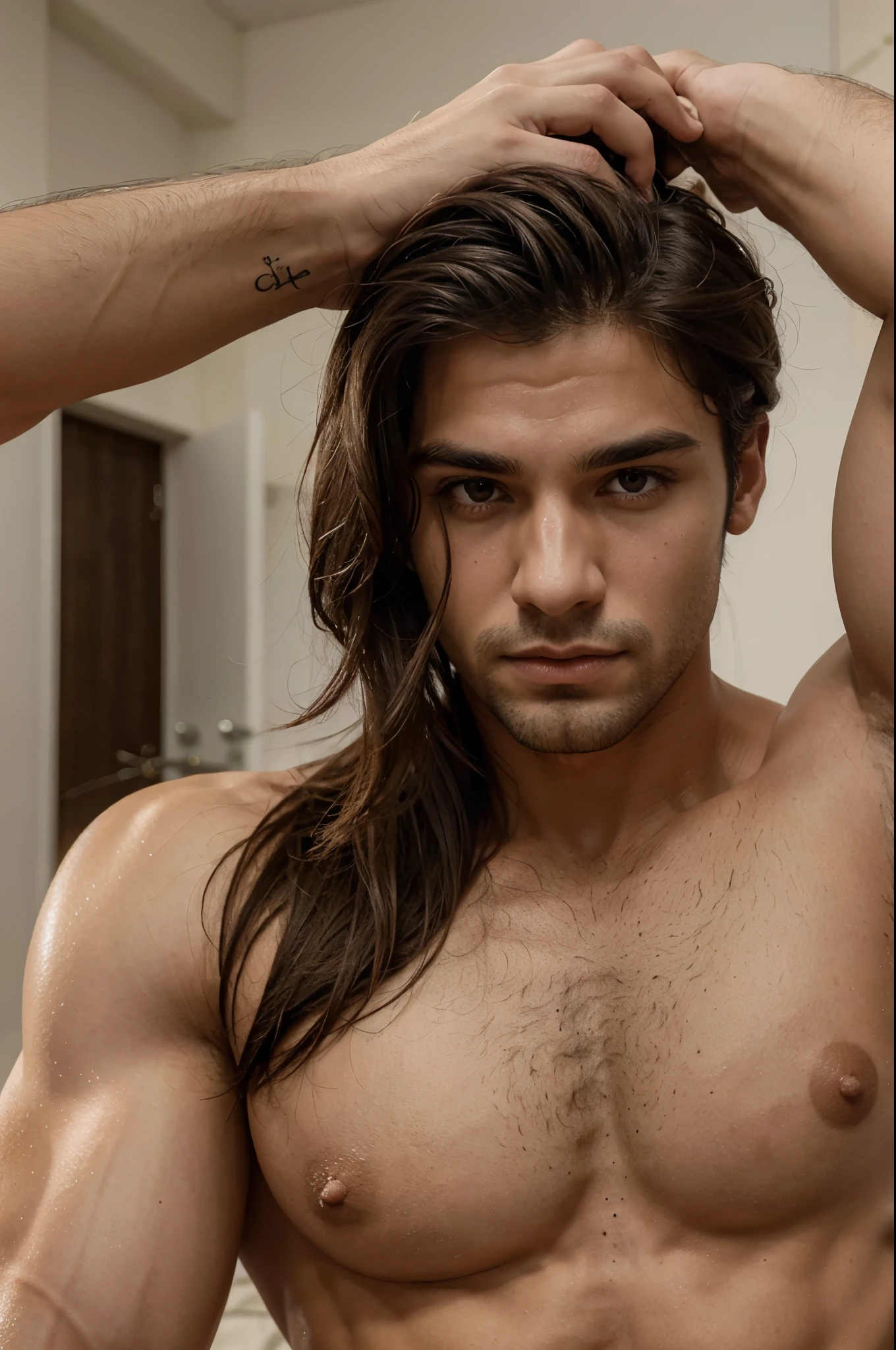 adolecente masculino de cabelo liso e castanho claro, olhos claros, magro, jogador, selfie
