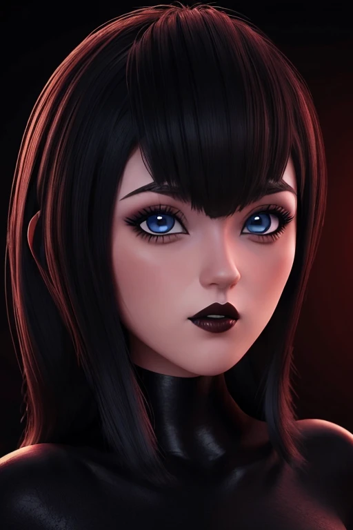 20-year-old woman ,perfect asymmetrical face and detailed eyes 3D slender figure big oppais long hair, pose sexy , lenceria, y mirando al espectador, imagen perfecta para wallpaper fanart, gothic makeup voluminous and red lips
