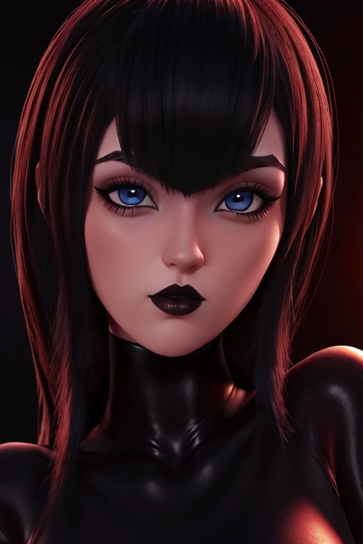 20-year-old woman ,perfect asymmetrical face and detailed eyes 3D slender figure big oppais long hair, pose sexy , lenceria, y mirando al espectador, imagen perfecta para wallpaper fanart, gothic makeup voluminous and red lips