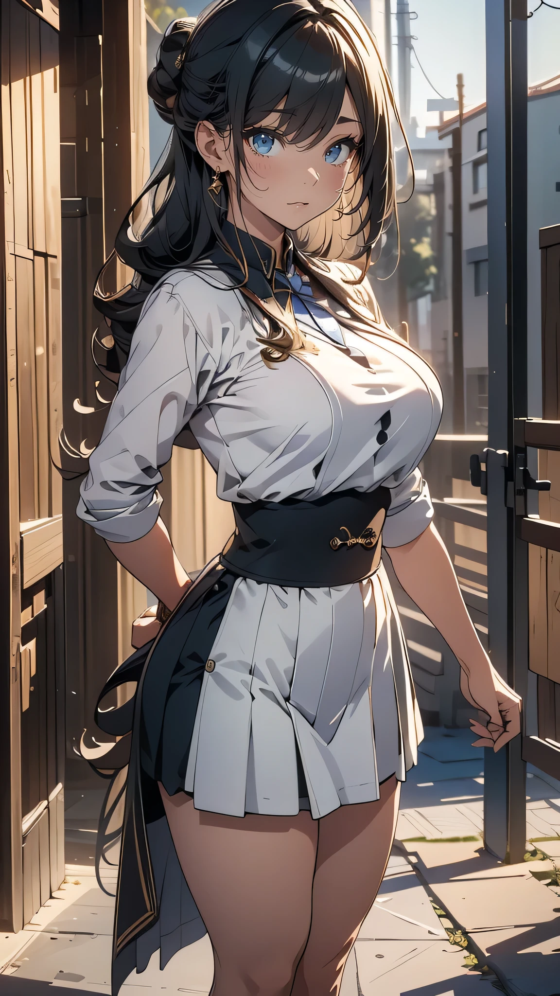 high school girl,(random pose),(Thin type),(large breasts),(random hairstyle),(Highest image quality, (8K), Ultra-realistic, Best Quality, High quality, High Definition, high quality texture, high detailing, Beautiful detailed, fine detailed, extremely details CG, Detailed texture, realistic representation of face, masterpiece, presence)