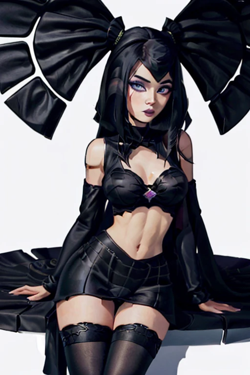 20-year-old woman ,perfect asymmetrical face and detailed eyes 3D slender figure big oppais long hair, pose sexy , lenceria,  y mirando al espectador, imagen perfecta para wallpaper fanart, gothic makeup voluminous and red lips 